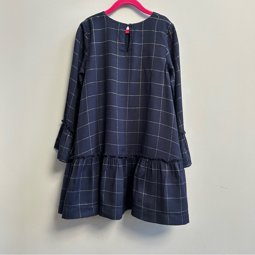 Mayoral Girls Navy Blue And Gold Check Dress, Size 8 - Picture 6 of 12